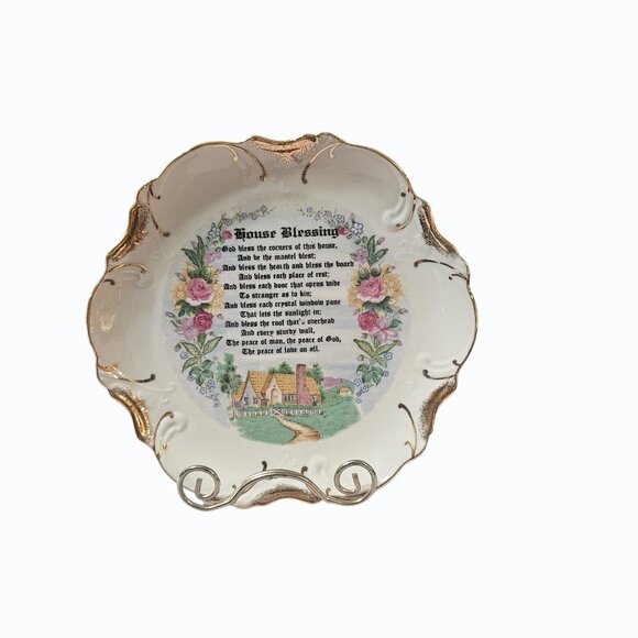 Vintage House Blessing Wall Hanging Plate Made in Japan - Picture 2 of 9